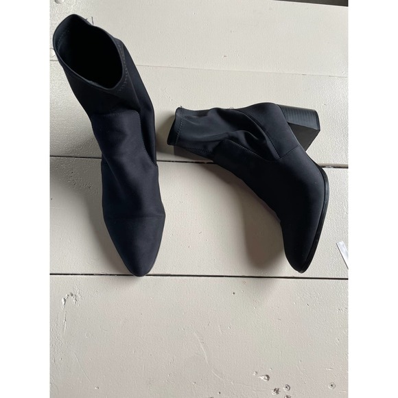 ASOS Boots Womens 7 Black Slip On Block Heel Sock Ankle Bootie Shoes - Picture 12 of 12